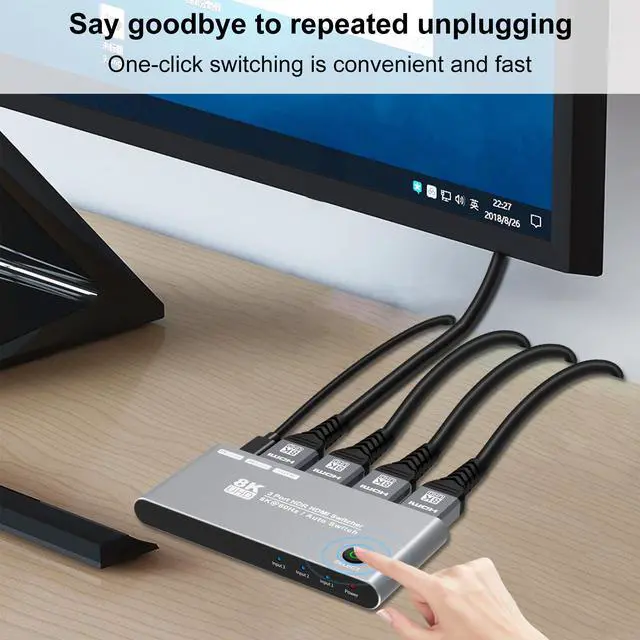 Alt view image 5 of 7 - Ultra HD Switch 3 Port HDMI 2.1 Switcher Box 3 in 1 Out 48Gbps Bandwidth 8K@60Hz 4K@120Hz HDCP2.2/2.3 for PS5 Xbox X