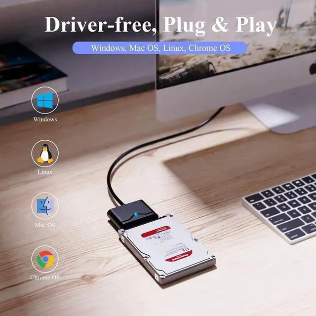 Alt view image 6 of 6 - 1.6ft USB3.0 to SATA? Hard Disk Driver Cable Adapter External SATA to USB A 5Gbps Adapter Cable Hard Disk Connector Converter for 2.5/3.5 inch HDD with Power Adapter