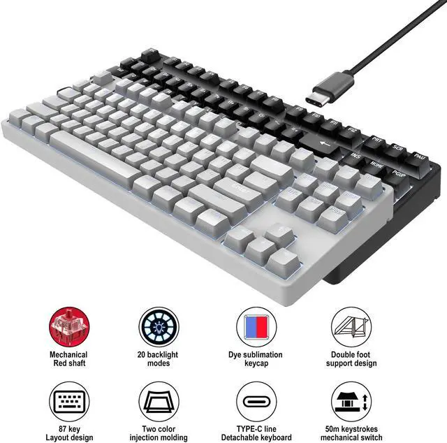 Alt view image 2 of 7 - Wired Mechanical LED Gaming Mechanical Keyboard Red Axis Shaft for Desktop Laptop Red Switches Keyboard