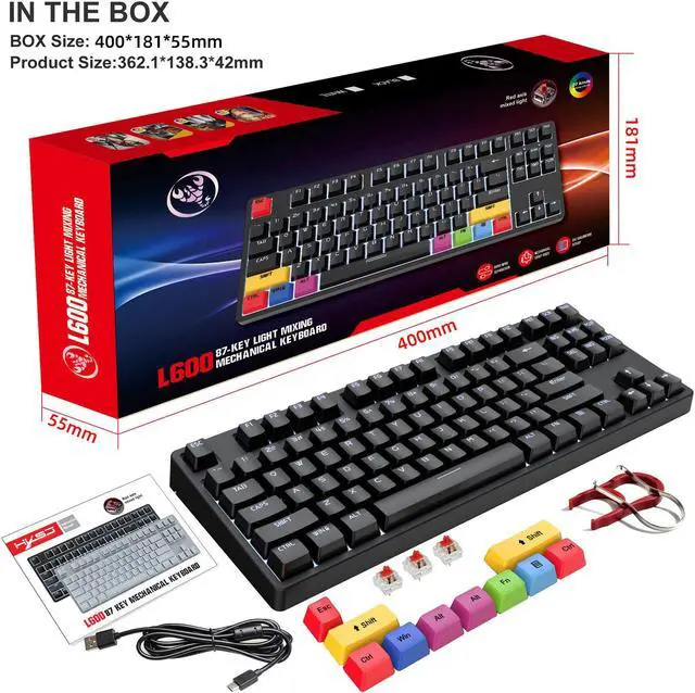 Alt view image 7 of 7 - Wired Mechanical LED Gaming Mechanical Keyboard Red Axis Shaft for Desktop Laptop Red Switches Keyboard