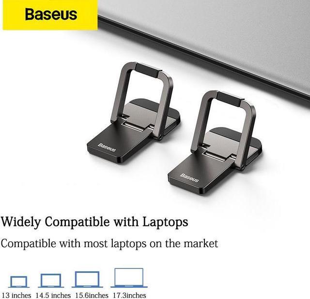 Main image of 2Pcs Zinc Alloy Laptop Stand Triangular Small Lightweight Invisible Tabletop Risers Increase Support with 2 Adjustable Angles for Laptop & Keyboard & Tablet