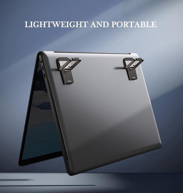 Alt view image 7 of 7 - 2Pcs Zinc Alloy Laptop Stand Triangular Small Lightweight Invisible Tabletop Risers Increase Support with 2 Adjustable Angles for Laptop & Keyboard & Tablet