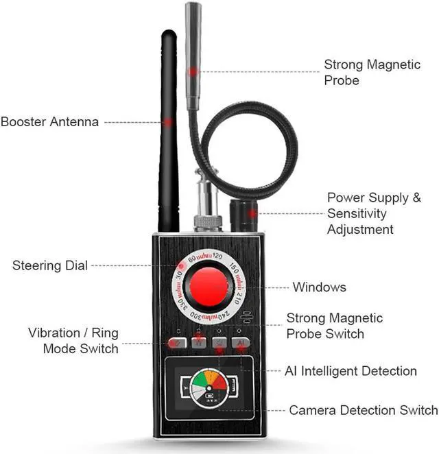 Alt view image 2 of 7 - Wireless RF Signal Detector Bug GSM GPS Tracker Mini Camera Finder Camera Infrared Scanning AI Standby Automatic Detection (Updated version)