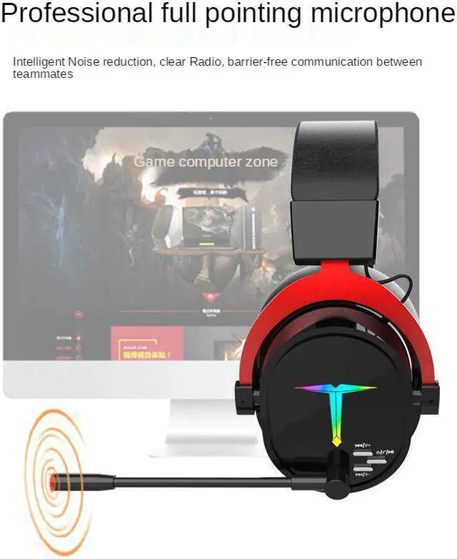 Alt view image 3 of 7 - Universal Wireless Headset with Microphone Game Bluetooth 5.0 Headset Wireless/Wired Computer Mobile Phone