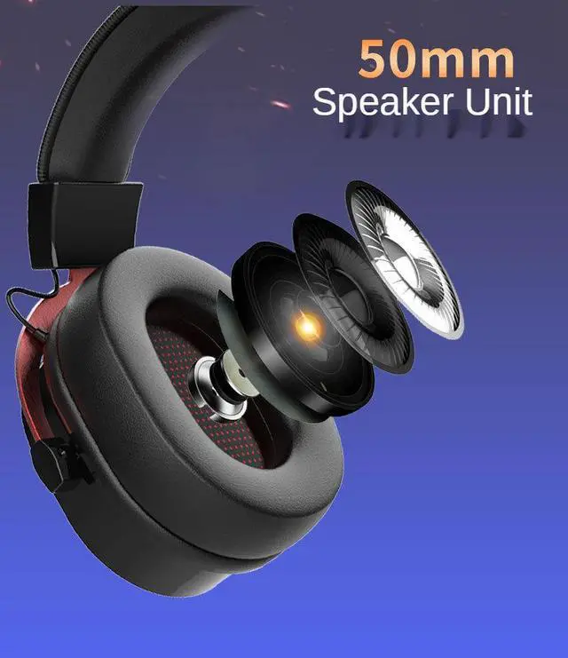 Alt view image 6 of 7 - Universal Wireless Headset with Microphone Game Bluetooth 5.0 Headset Wireless/Wired Computer Mobile Phone