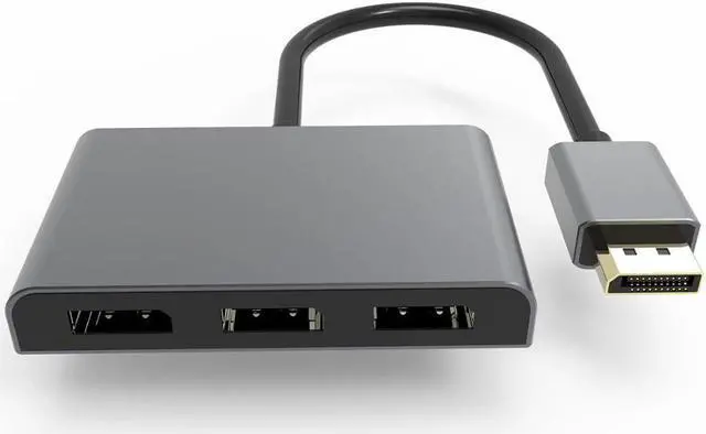 Alt view image 2 of 7 - 8K Displayport to 3 Displayport Splitter Multi Monitor Sharing 3 Ports DP Splitter Aluminum Alloy Audio Video Converter MST Hub for Computer Display Projector