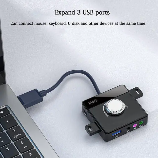 Alt view image 4 of 7 - USB Sound Card Desktop Computer Notebook External Audio Converter Microphone Voice Live Sound Card