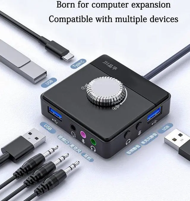 Alt view image 5 of 7 - USB Sound Card Desktop Computer Notebook External Audio Converter Microphone Voice Live Sound Card