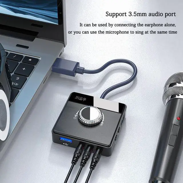 Alt view image 6 of 7 - USB Sound Card Desktop Computer Notebook External Audio Converter Microphone Voice Live Sound Card