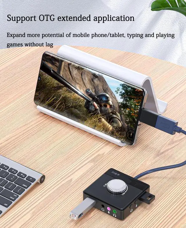 Alt view image 7 of 7 - USB Sound Card Desktop Computer Notebook External Audio Converter Microphone Voice Live Sound Card