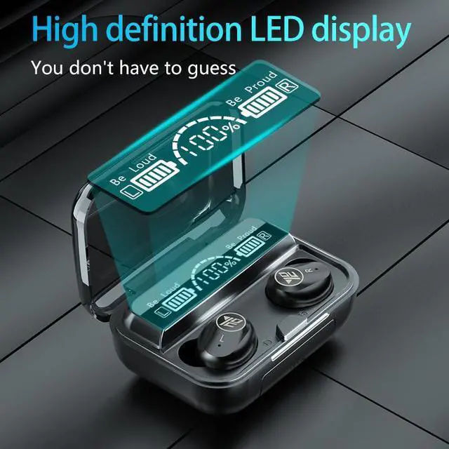 Alt view image 5 of 7 - Universal Wireless Bluetooth Headphones Bluetooth 5.1 Earphone with Charging Box