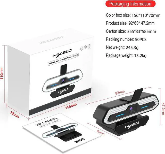 Alt view image 7 of 7 - 1080P HD Auto Focus Camera 200W Pixel Webcam with Night Vision Fill light Built-in Microphone eokCXOY