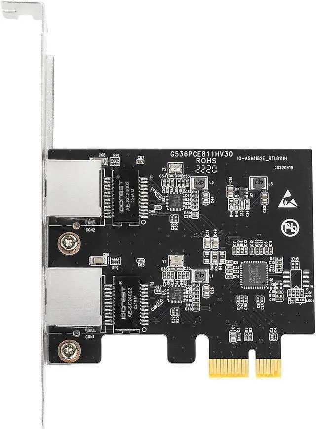 Alt view image 2 of 5 - PCIE x1 2 Port Gigabit Network Card 10/100/1000M Server Desktop RJ45 Interface Network Expansion Card - RTL8111H Chip