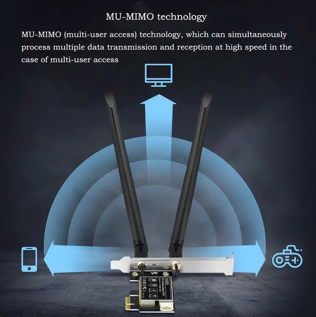 Alt view image 3 of 6 - 2 In 1 AX3000 WiFi6E Network Card 3000M Three-band Gaming Wireless Network Card + Bluetooth 5.2 MU-MIMO (2.4GHz+ 5GHz+6GHz) WiFi for Win10/win11 (64-bit)