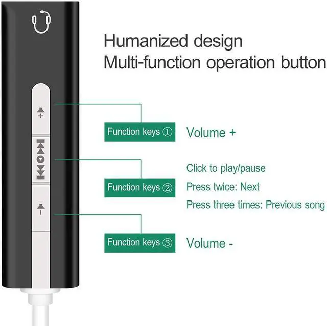 Alt view image 3 of 5 - USB External Sound Card 7.1 Adapter cable 2 in 1 3.5 mm Jack Aux Audio 3D Stereo Mic Headset Microphone For Laptop PC