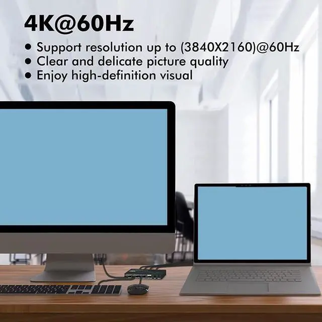 Alt view image 5 of 7 - 2 Port Displayport KVM Switch 4K 60Hz USB DP KVM 2 in 1 out DP USB KVM Switch 2x1 For PC to Share Monitor Mouse Keyboard Printer(with Wired Remote )