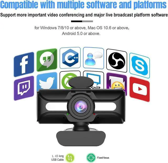 Alt view image 3 of 7 - Web Cam 1080P HD Webcam 360 Degree Rotating Camera Video Call And Recording with Noise Reduction Microphone for PC (Manual focus) 8iop