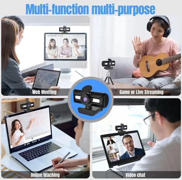 Alt view image 6 of 7 - Web Cam 1080P HD Webcam 360 Degree Rotating Camera Video Call And Recording with Noise Reduction Microphone for PC (Manual focus) 8iop