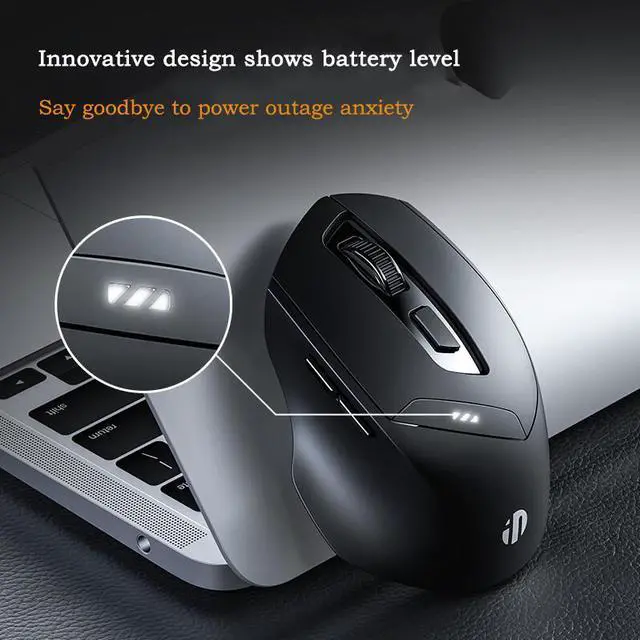 Alt view image 2 of 7 - Multimode Wireless Mouse 2.4G + Bluetooth 3.0 5.0 Mice Universal Ergonomic Office Portable Mouse 1600DPI Rechargeable for Laptop Pad Mobile