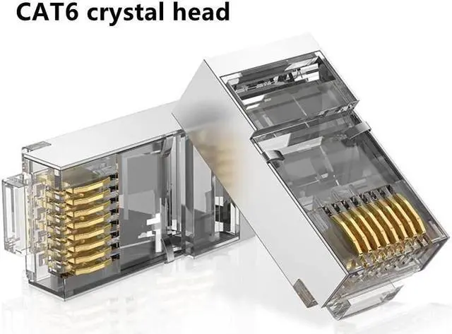 Alt view image 3 of 7 - 40PCS Cat6 RJ45 Connector 8P8C Modular Shield Crystal Head Network Cable Plug Gold-plated Category 6 8P8C Network Connector