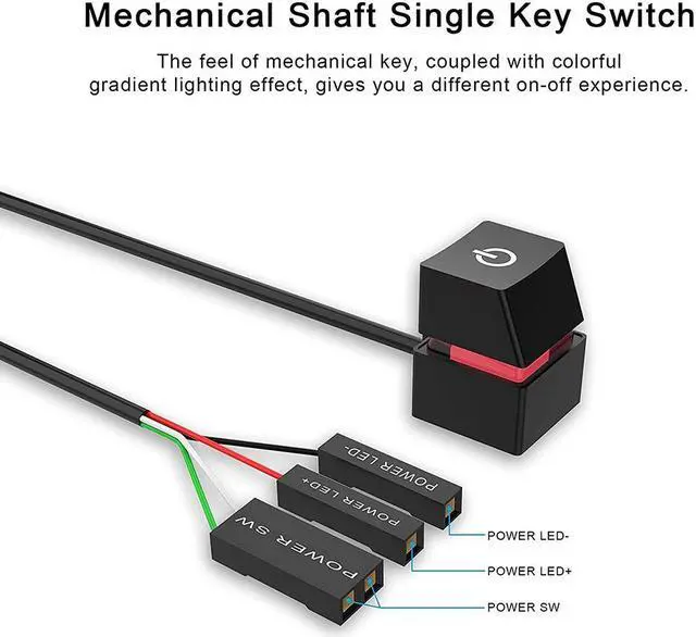 Alt view image 4 of 7 - 2m Portable Colorful LED Lights Computer Desktop Switch PC Motherboard External Start Power On/Off Button Extension Cable for Home Office Cafe Black