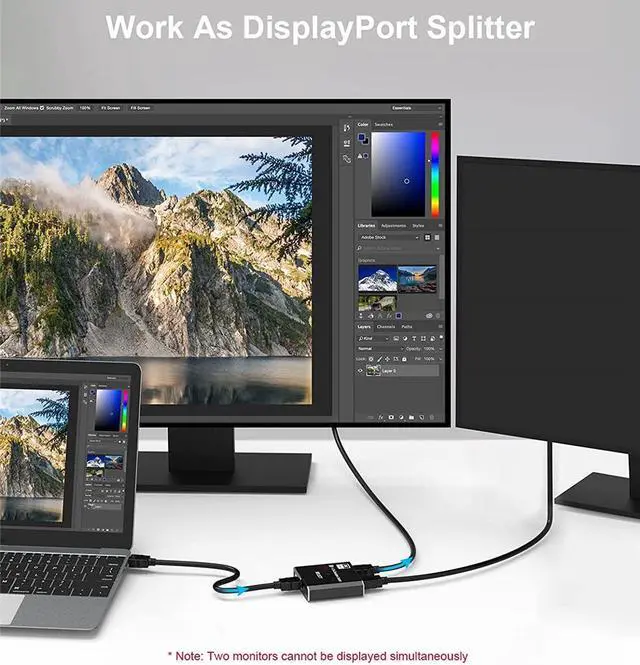 Alt view image 4 of 7 - 8K Bidirectional DP Switch 8K@60Hz 4K@120Hz Displayport Switcher 1x2/2x1 Displayport Switch for Monitor Projector TV PC Laptop
