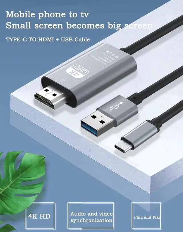 Alt view image 2 of 6 - 1.8m/5.9ft USB Type C to HDMI Cable 4K 30Hz UHD Mirroring Charging Cable Digital AV Video Adapter for Android Phone to TV Projector Monitor eokCXOY