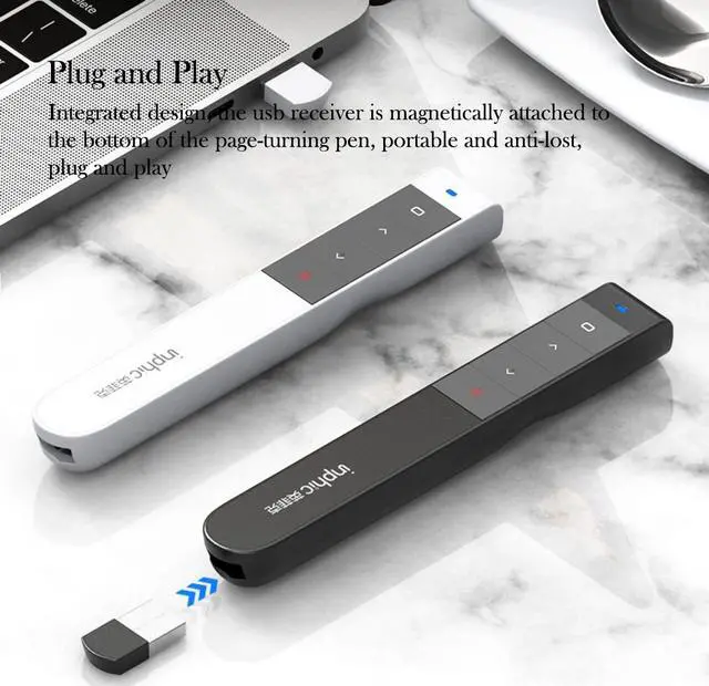 Alt view image 5 of 7 - Wireless Presenter Pen 2.4Ghz USB B Adapter Handheld Remote Control Chargeable Pointer Red Pen PPT Power Point Presentation Pointer