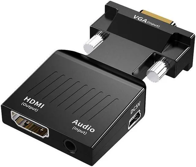 Main image of VGA to HDMI Adapter Converter VGA Male to HDMI Female Adapter with Audio Cables for PC Laptop to HDTV Projector Video Audio Converter