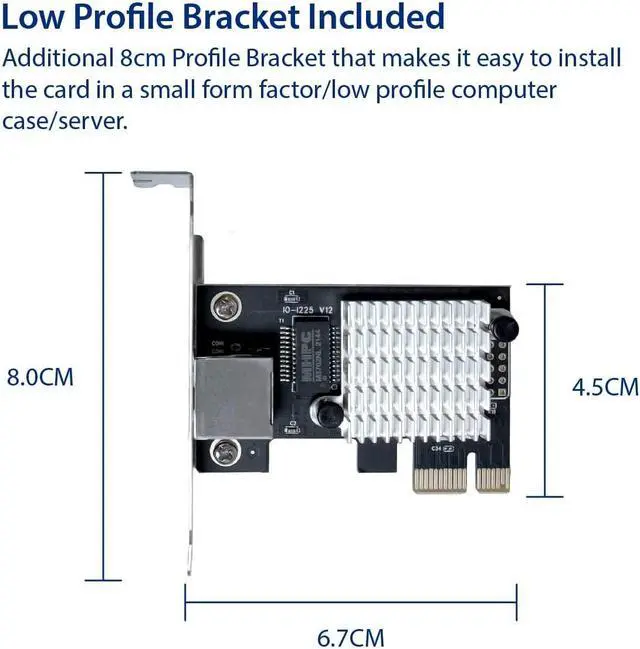 Alt view image 2 of 7 - 2.5 Gigabit Ethernet PCI Express Network Interface Card 10/100/1000/25000 Mbps PCI-E Network Interface Card RJ45 LAN Intel I225 Chipset