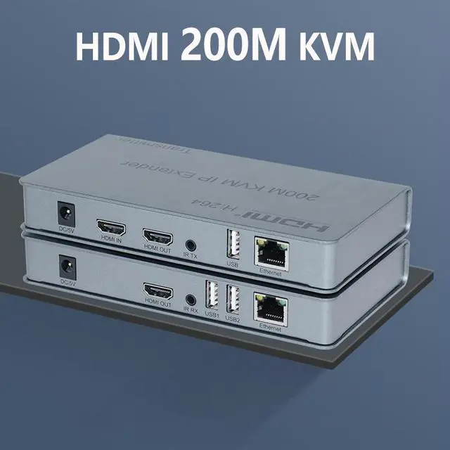Alt view image 2 of 7 - 1080P HDMI KVM Extender USB Mouse/Keyboard Extension 200M by Cat/RJ45/LAN/UTP Network Cable,IR Control,TX/RX 3.5MM R/L Audio Output