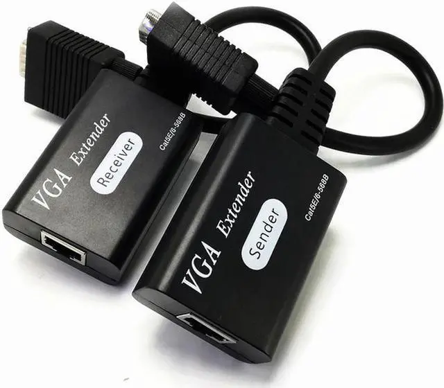 Main image of VGA to RJ45 Extender Receiver Sender Adapter Cable Up to 60M Signal Extension CAT6/5E-568B 1080P HD Converter for DVR Monitor Display HDTV