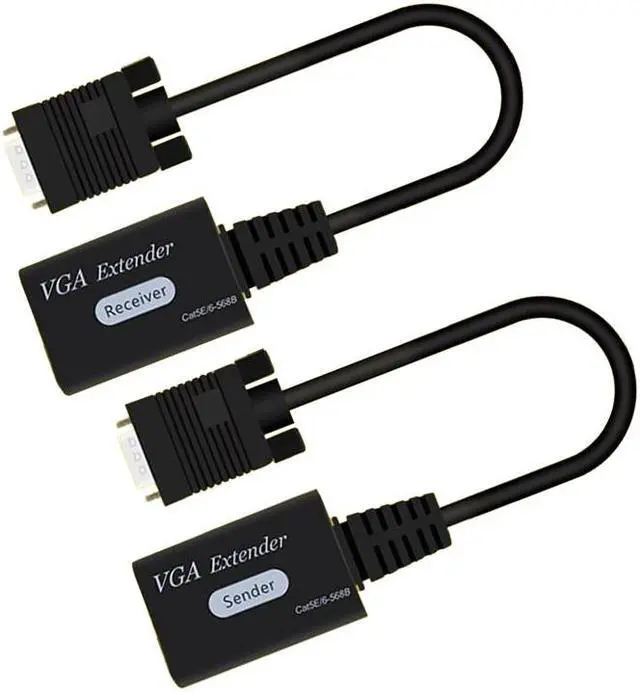 Alt view image 2 of 4 - VGA to RJ45 Extender Receiver Sender Adapter Cable Up to 60M Signal Extension CAT6/5E-568B 1080P HD Converter for DVR Monitor Display HDTV