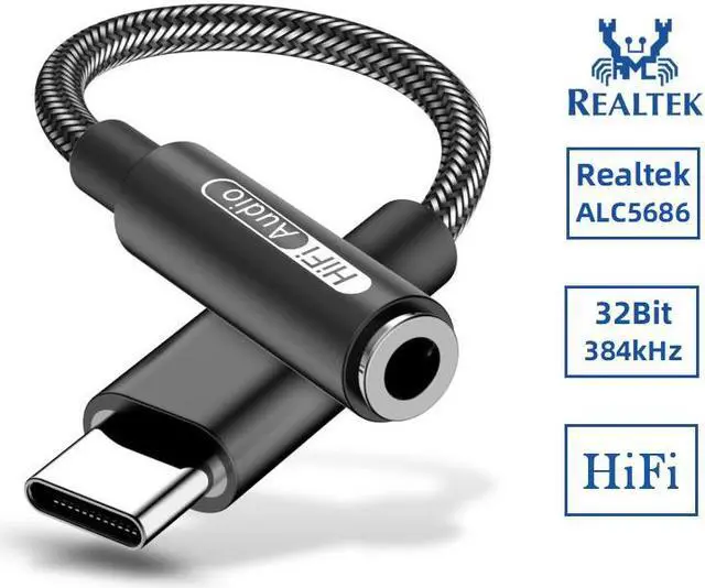 Alt view image 2 of 7 - 2 Pack USB Type C to 3.5mm Female Headphone Jack Adapter USB C to Aux Audio Dongle Cable Cord Realtek ALC5686 Chip