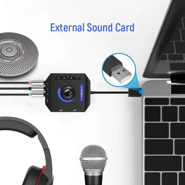 Alt view image 5 of 7 - Profession Computer USB Sound Card 7.1 Channel Audio Adapter Converter Audio Interface for PC Laptop External Sound Card