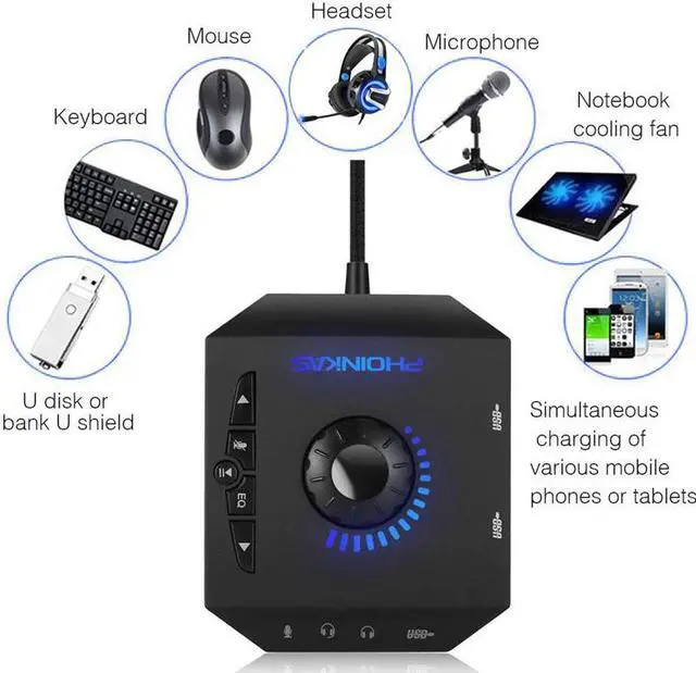 Alt view image 4 of 7 - Profession Computer USB Sound Card 7.1 Channel Audio Adapter Converter Audio Interface for PC Laptop External Sound Card