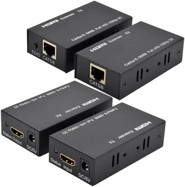 Alt view image 2 of 7 - 60M HDMI Extender Over Signal Cat5e/6 Ethernet Cable 1080P HDMI to RJ45 Network Cable Extender Repeater for PC PS2 TV Monitor