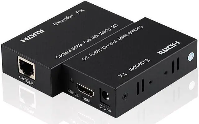 Main image of 60M HDMI Extender Over Signal Cat5e/6 Ethernet Cable 1080P HDMI to RJ45 Network Cable Extender Repeater for PC PS2 TV Monitor