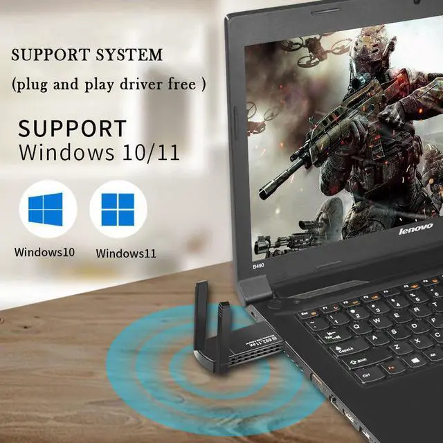 Alt view image 5 of 7 - AX1800 WiFi6 Dual Band Wireless Network Card Driver-free Wireless WiFi Receiver Computer External USB Network Card 5.8GHz +2.4G RTL8832 Chip Support Windows 10/11 Only