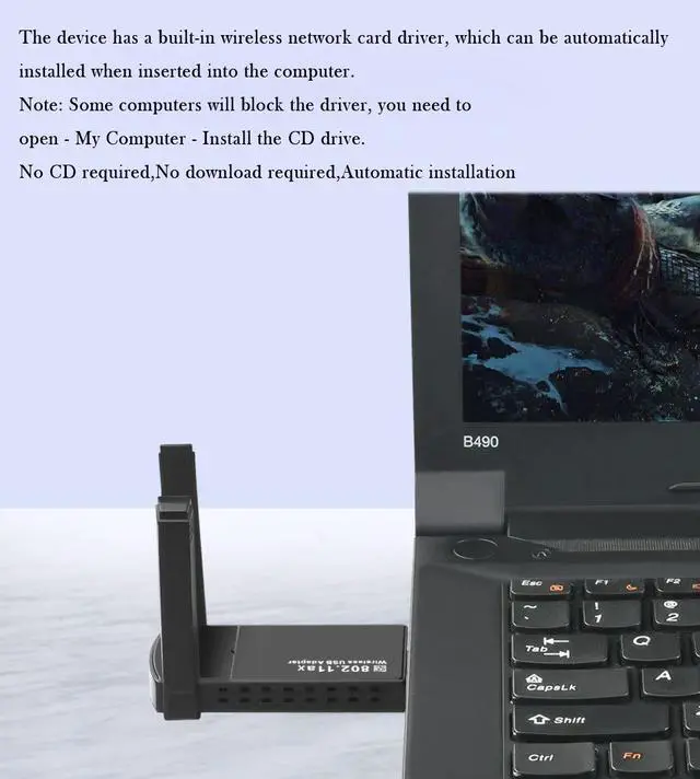 Alt view image 7 of 7 - AX1800 WiFi6 Dual Band Wireless Network Card Driver-free Wireless WiFi Receiver Computer External USB Network Card 5.8GHz +2.4G RTL8832 Chip Support Windows 10/11 Only
