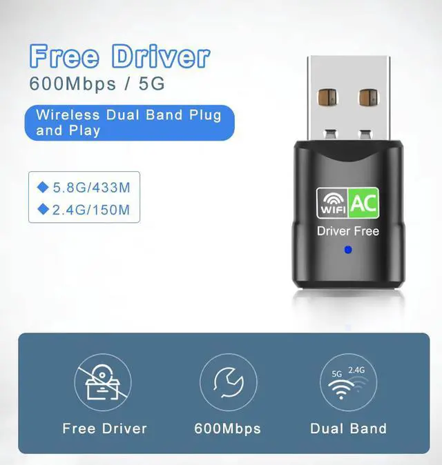Alt view image 4 of 7 - Free Driver USB Wifi Adapter 600Mbps 2.4/5.8GHz Dual Band USB Ethernet PC Wireless Network Card Lan Wifi Dongle Receiver