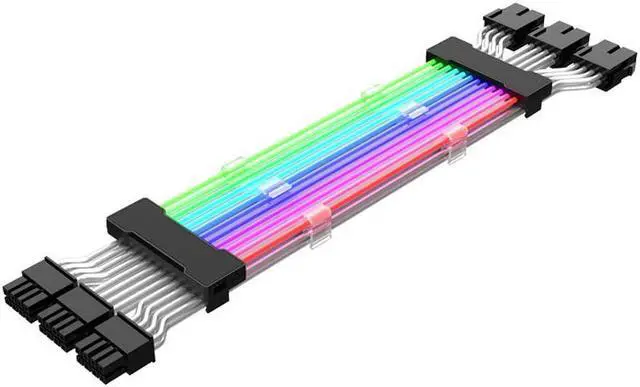 Alt view image 5 of 5 - 0.98ft PSU Extension Cable RGB 5V ARGB ATX 24Pin Streamer PCI-E Rainbow Cord Sync PC Case Decoration