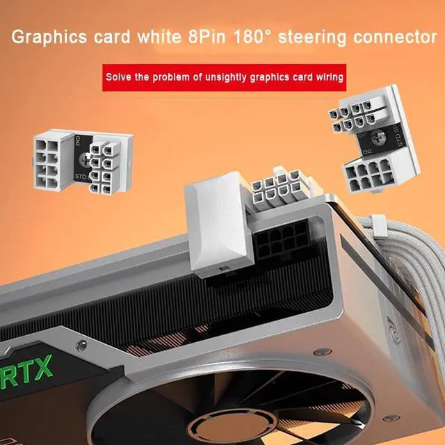 Alt view image 6 of 7 - White 8pin Graphics Card Power Connector 180° Turning Steering Head ,Computer GPU Power Supply Connector 8PIN Adapter 180° Turning(2 PACK One Positive Direction and One Negative Direction )
