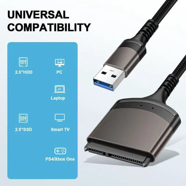 Alt view image 4 of 6 - Aluminum Alloy HDD Drive Adapter USB 3.0 to SATA Cable SATA Converter SATA Adapte For 2.5'' HDD/SSD External Hard Drive Disk