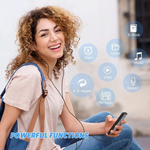 Alt view image 6 of 7 - Mp3 Player with Bluetooth 4.0 64GB HD Video MP3 MP4 Music Player with Speaker Portable HiFi Sound with FM Radio, Voice Recorder, E-Book for Student Walkman