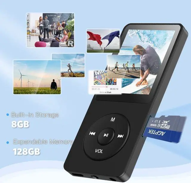 Alt view image 7 of 7 - Mp3 Player with Bluetooth 4.0 64GB HD Video MP3 MP4 Music Player with Speaker Portable HiFi Sound with FM Radio, Voice Recorder, E-Book for Student Walkman