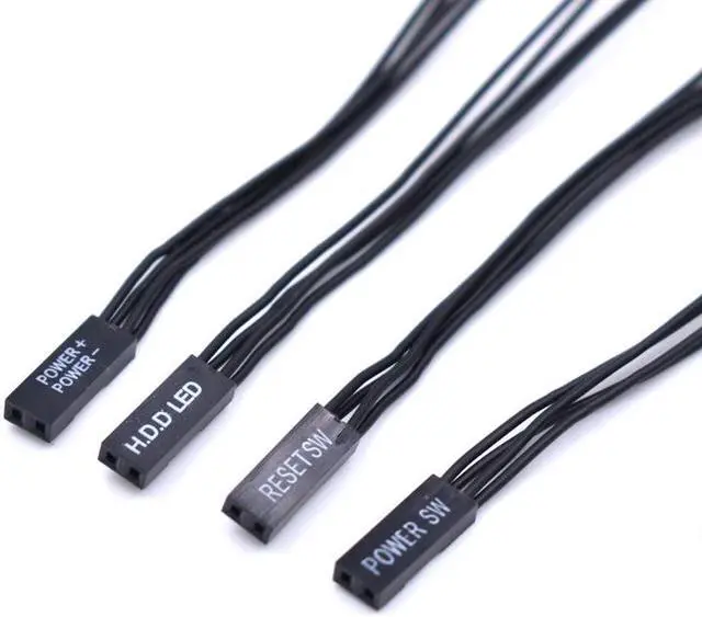 Alt view image 2 of 7 - 10cm/3.93" Motherboard Switch Power SW/ RESET SW / HDD LED / POWER LED 1 to 2 Splitter Adapter Cable Desktop Swich Female to Double Male Cable (4 Set Kit)