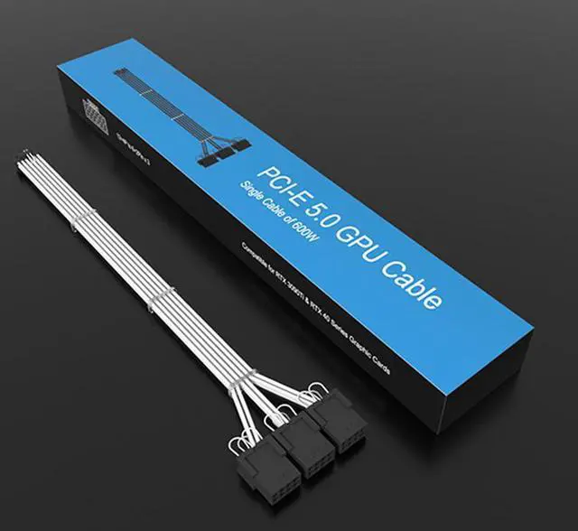 Alt view image 2 of 7 - RTX3090Ti & RTX4000 Series Graphics Card Extension Cord 12+4p to 3*8P 3090ti Graphics Card Cable 12+4Pin PCI-E 5.0 Male to 3*8(6+2) Pin PCI-E Female GPU Extension Cable