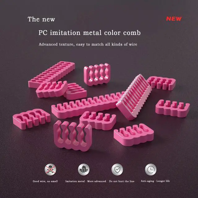 Alt view image 5 of 7 - 10 Pieces Set Cable Comb 24pin x2 , 8pin x8 for 3.0-3.6 mm Cable Wire Clip Computer Extension Cord Organizer 6+2/8/24 Pin Computer Cable Manager- Pink