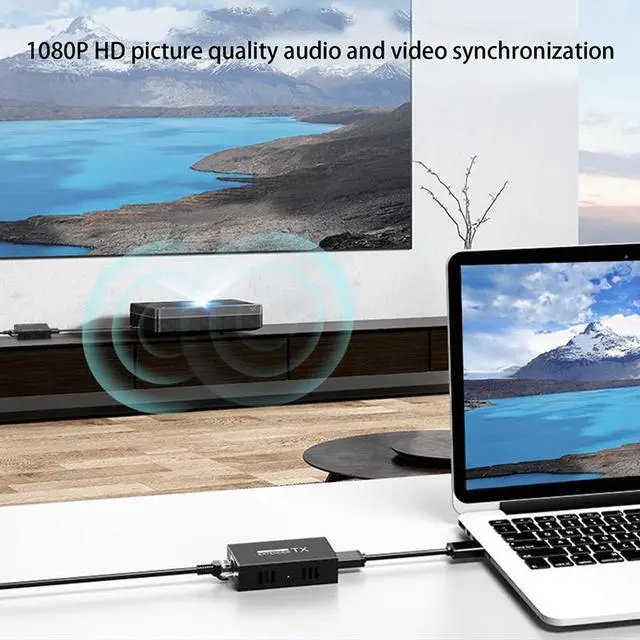 Alt view image 6 of 7 - 60M HDMI Extender HDMI Extende Audio Video Converter HDMI Over IP Extender RJ45 60M Transmit Up To 1080P@60Hz Over Ethernet Cat5e Cat6 3D & EDID & POC Support